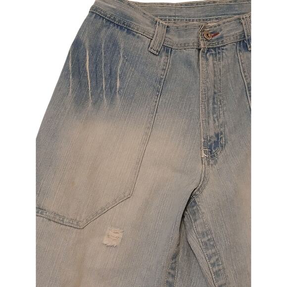 Vintage 90s Southpole Premium Baggy Jean Shorts Mens 34 Relaxed Fit Light Wash - Picture 11 of 12